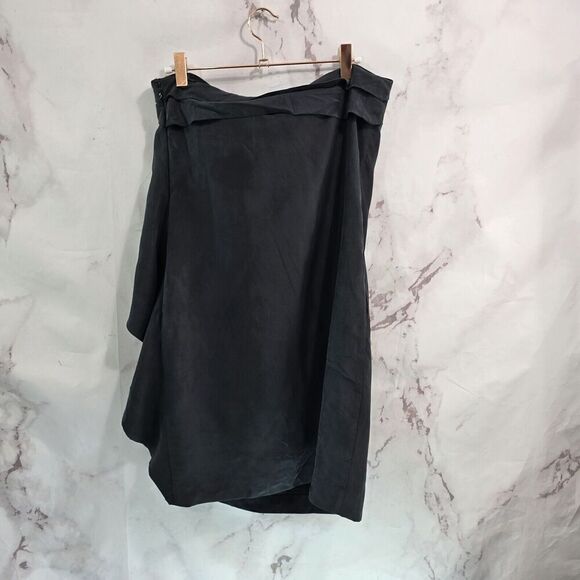 In Ad Minus Dress Womens 4 Small Black Silk Mini Asymmetric Shift Ruffle LBD - Picture 7 of 16